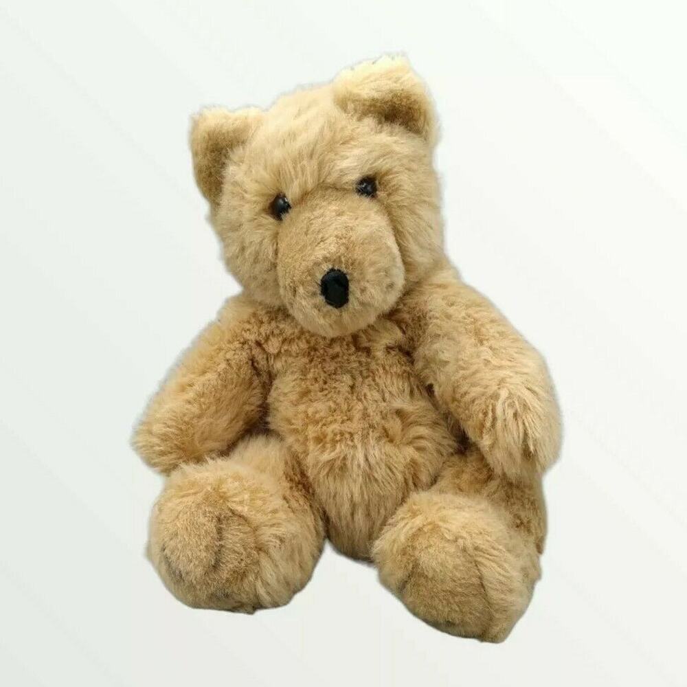 Vintage EDEN NY Shaggy Teddy Bear Vinyl Nose Airbrushing Spots Tan Brown Korea